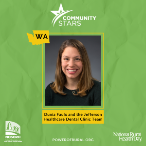 A graphic that includes a photo of Dunia Faulx and the words Community Stars across the top.